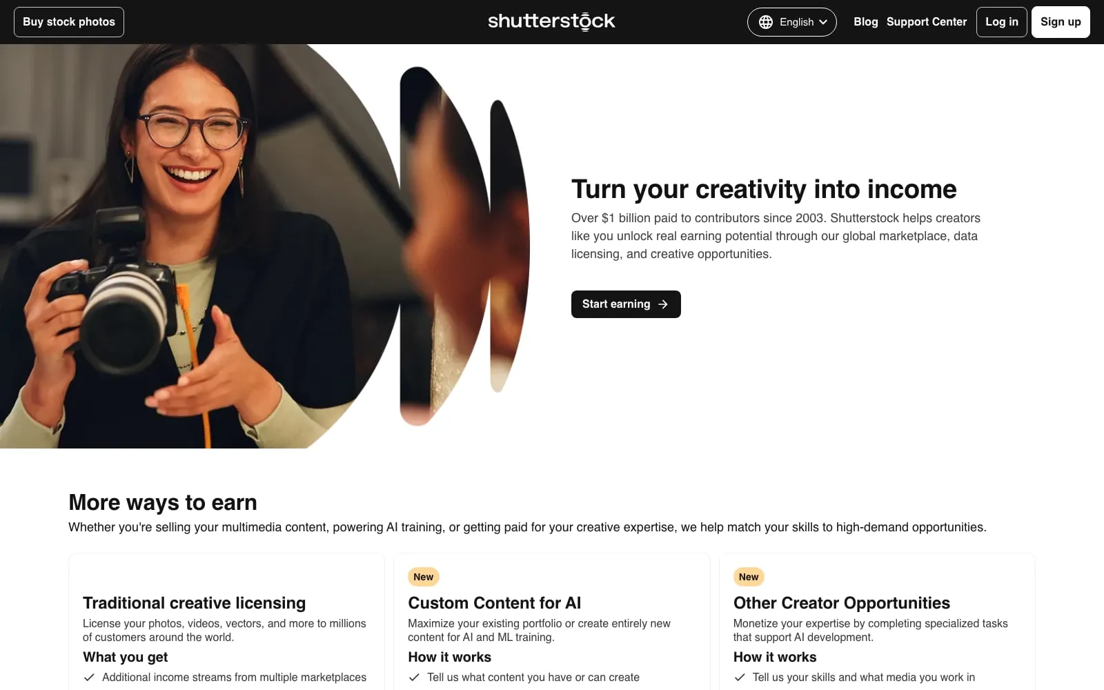 Screenshot of Shutterstock Contributor