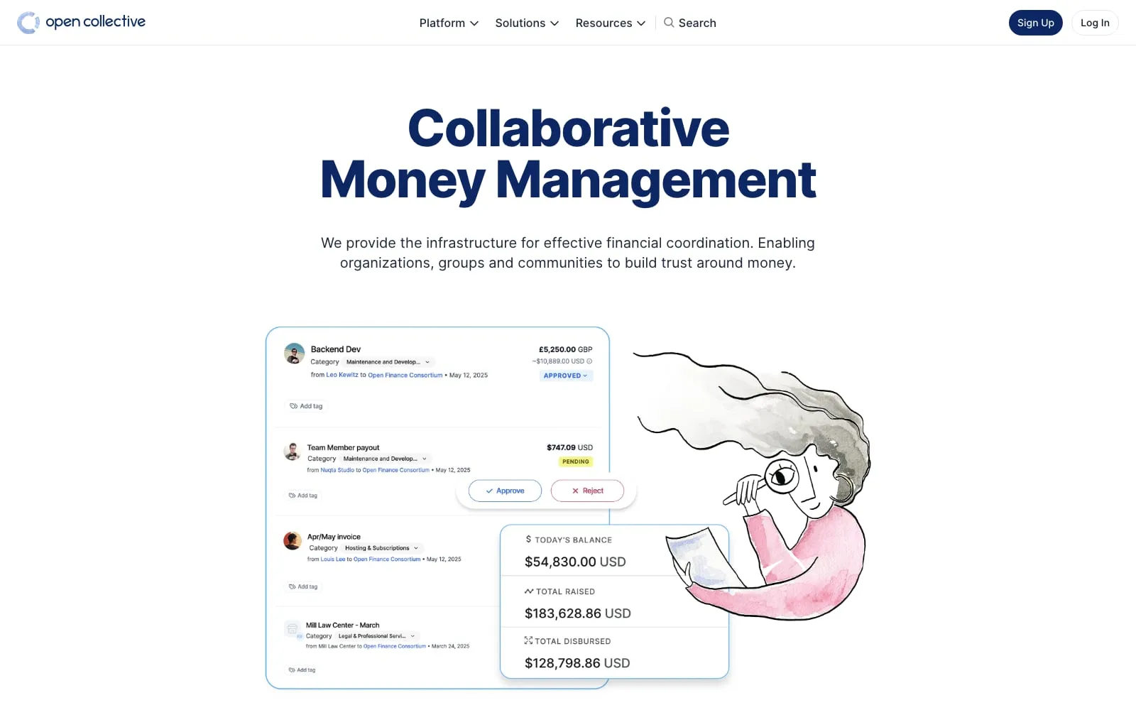Screenshot of Open Collective