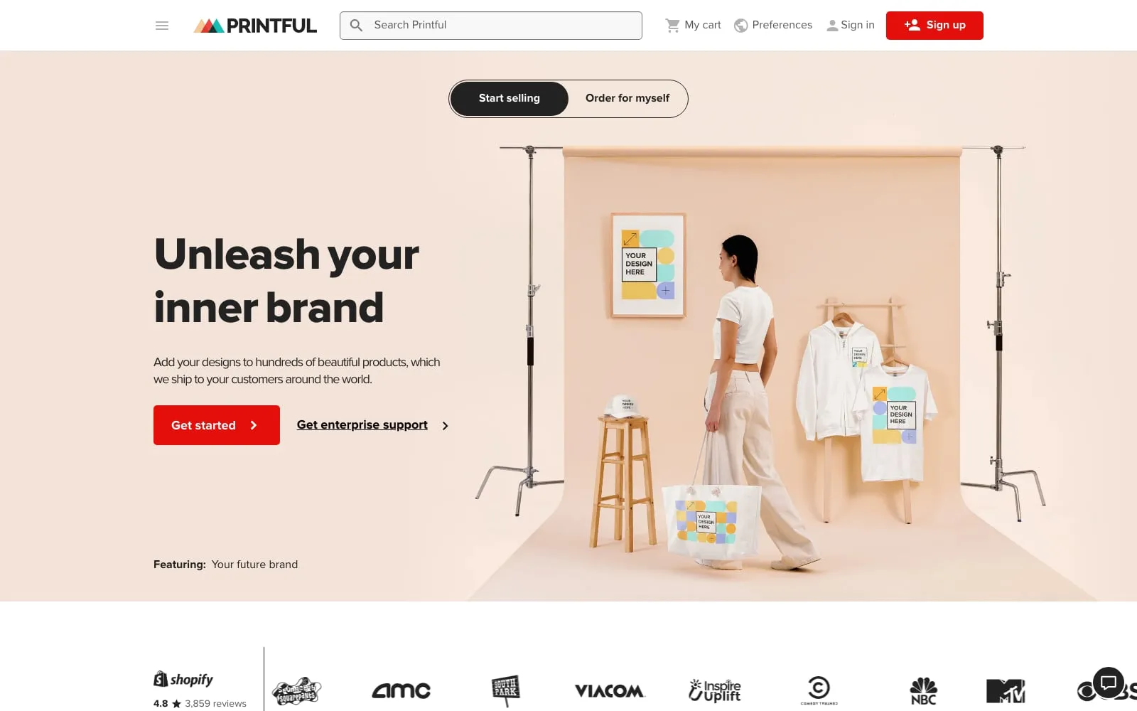 Screenshot of Printful