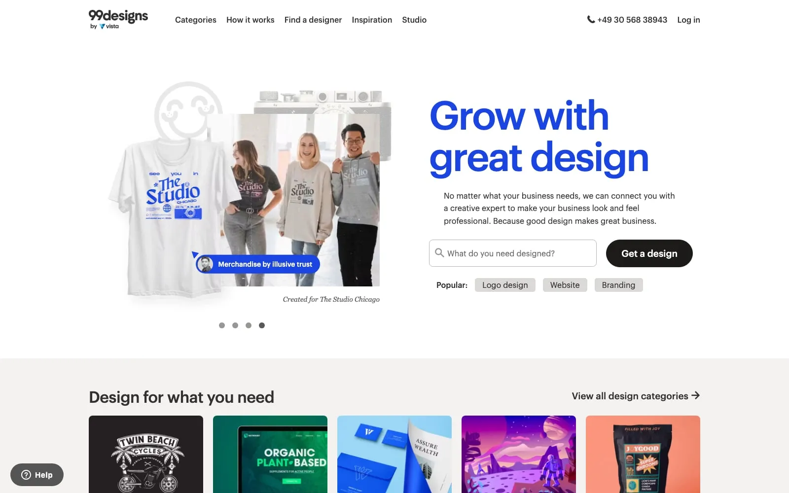 Screenshot of 99designs