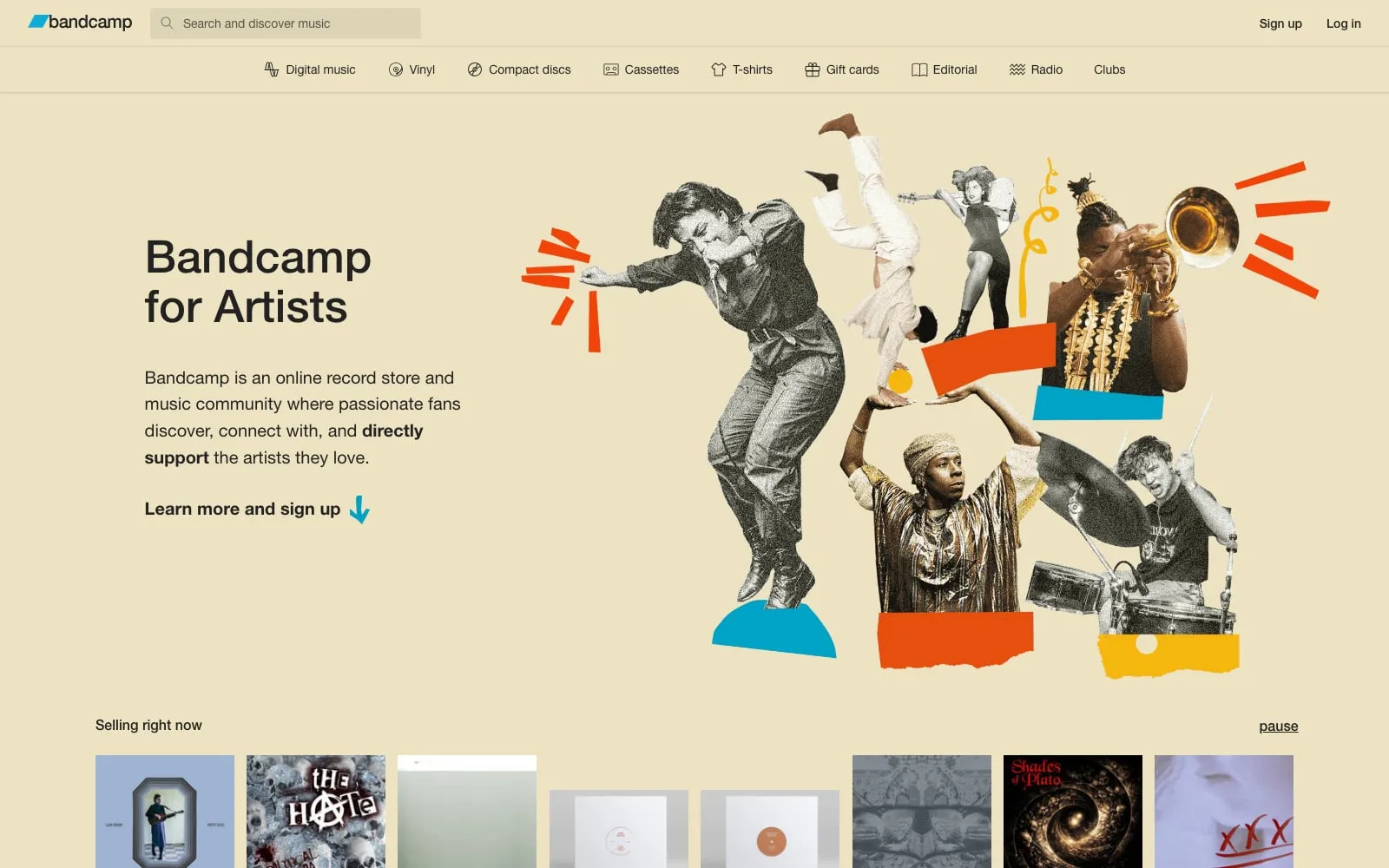 Screenshot of Bandcamp