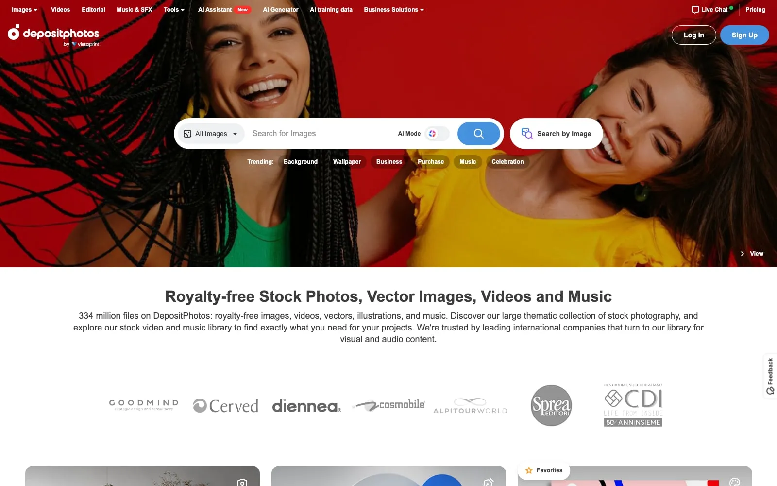 Screenshot of Depositphotos
