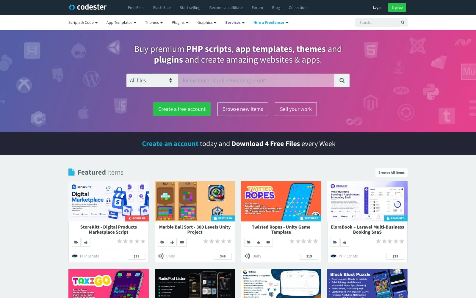Screenshot of Codester