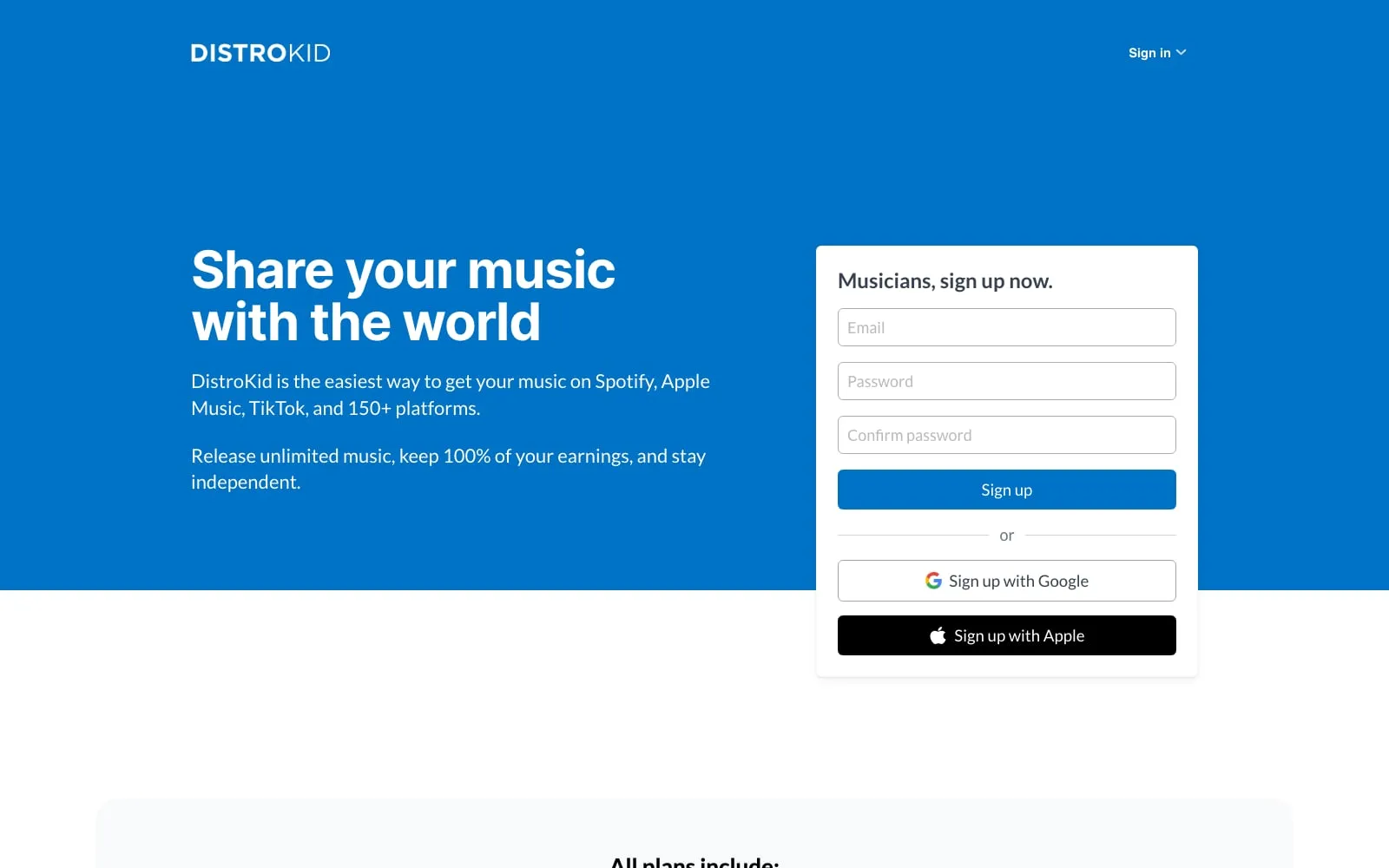 Screenshot of DistroKid