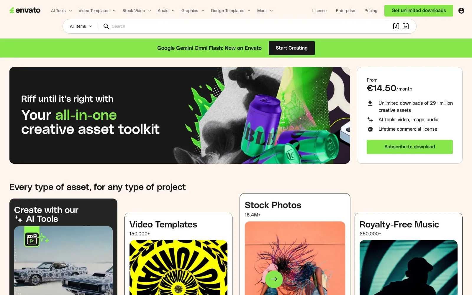 Screenshot of Envato Elements