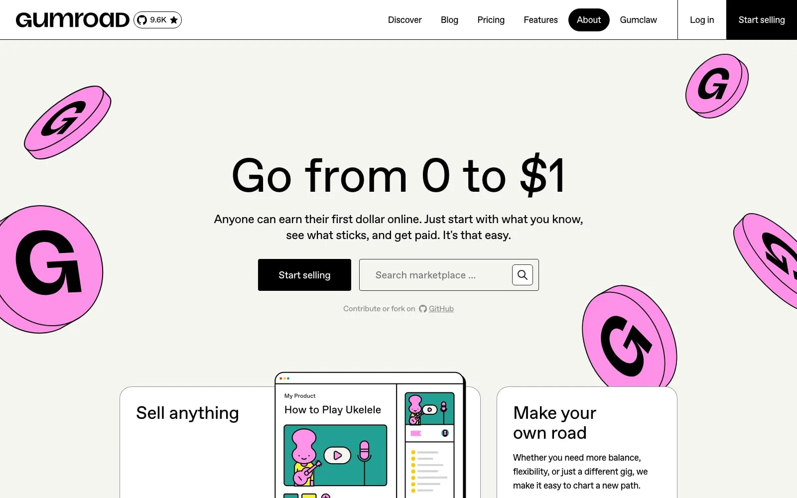 Screenshot of Gumroad