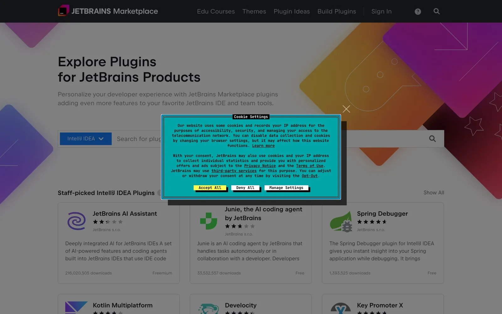 Screenshot of JetBrains Marketplace