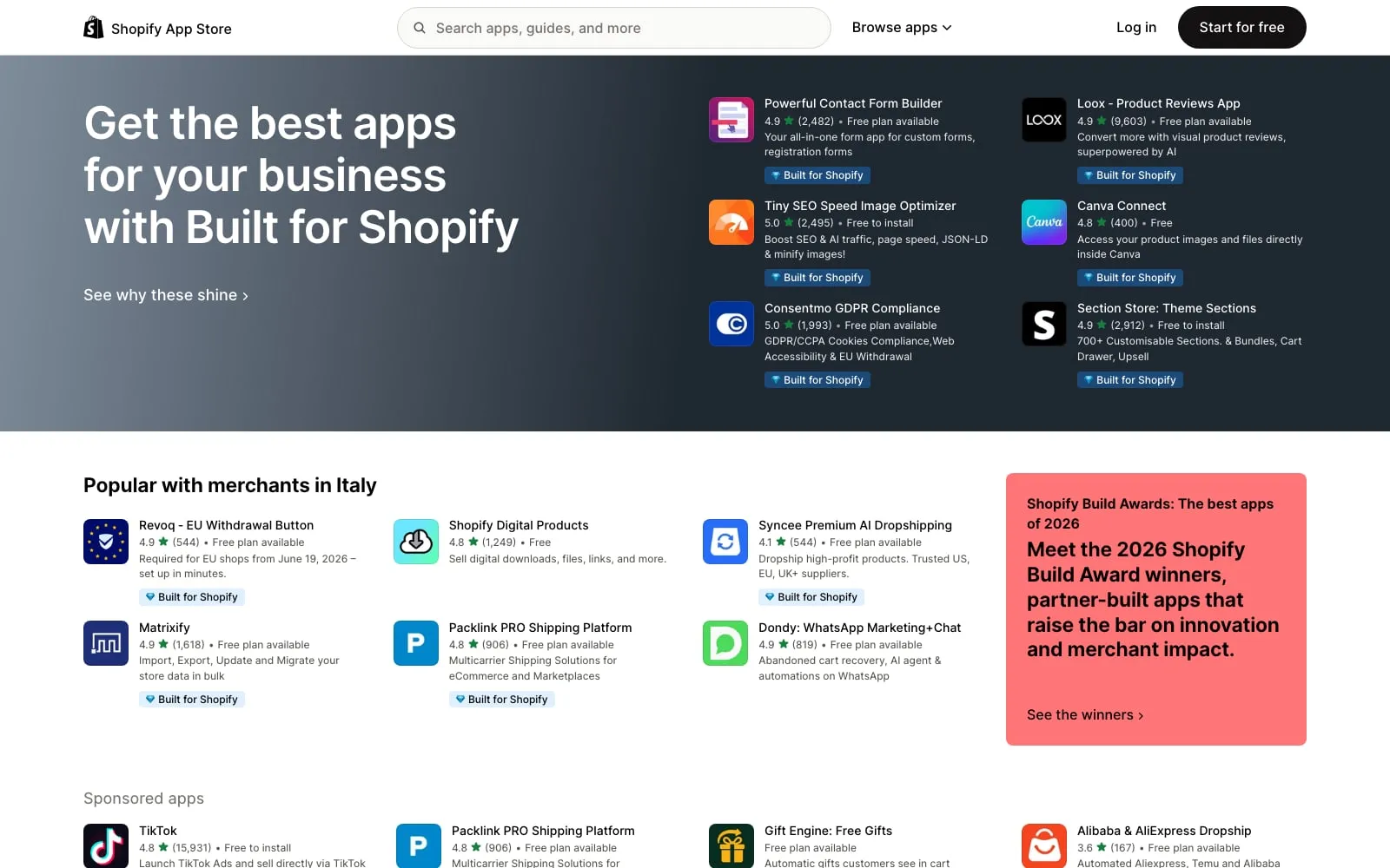 Screenshot of Shopify App Store