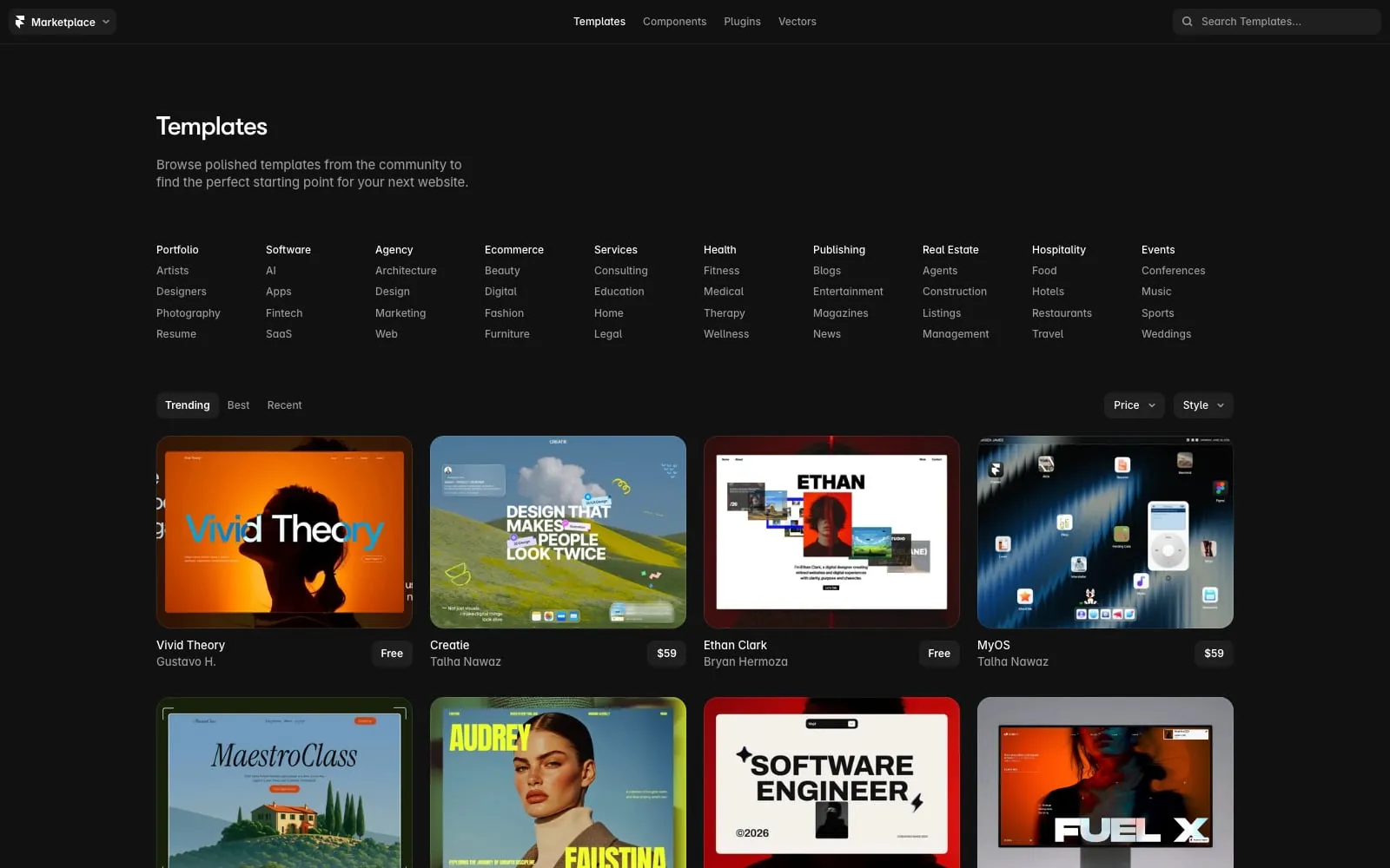 Screenshot of Framer Marketplace