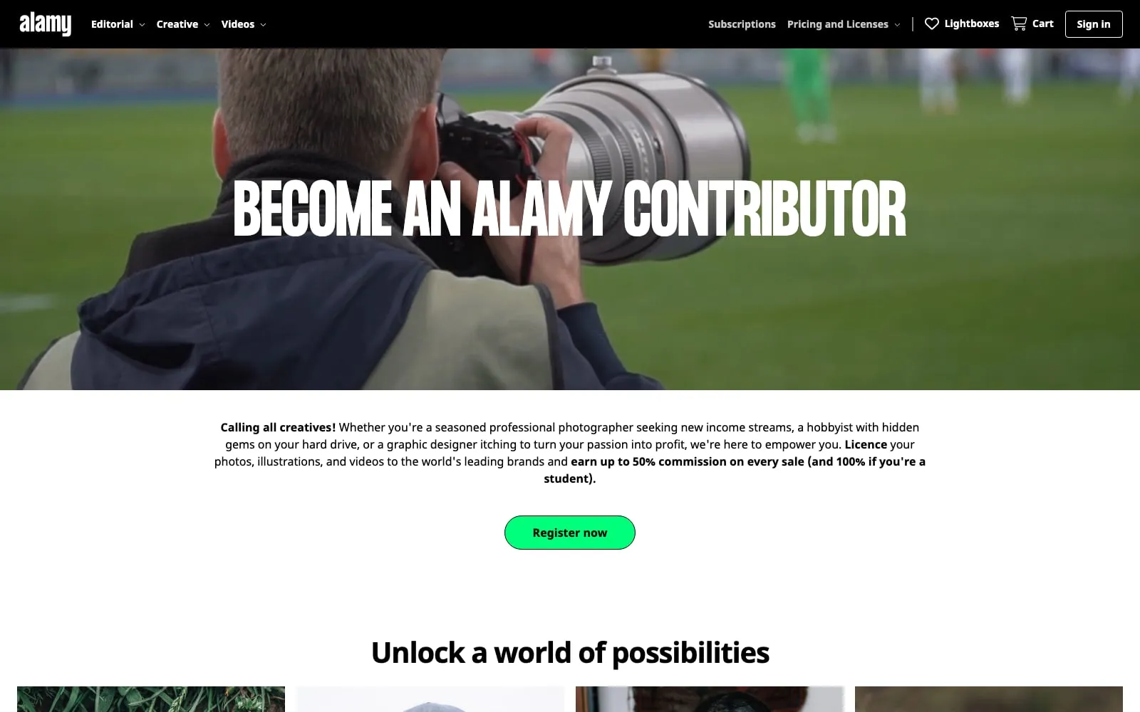 Screenshot of Alamy
