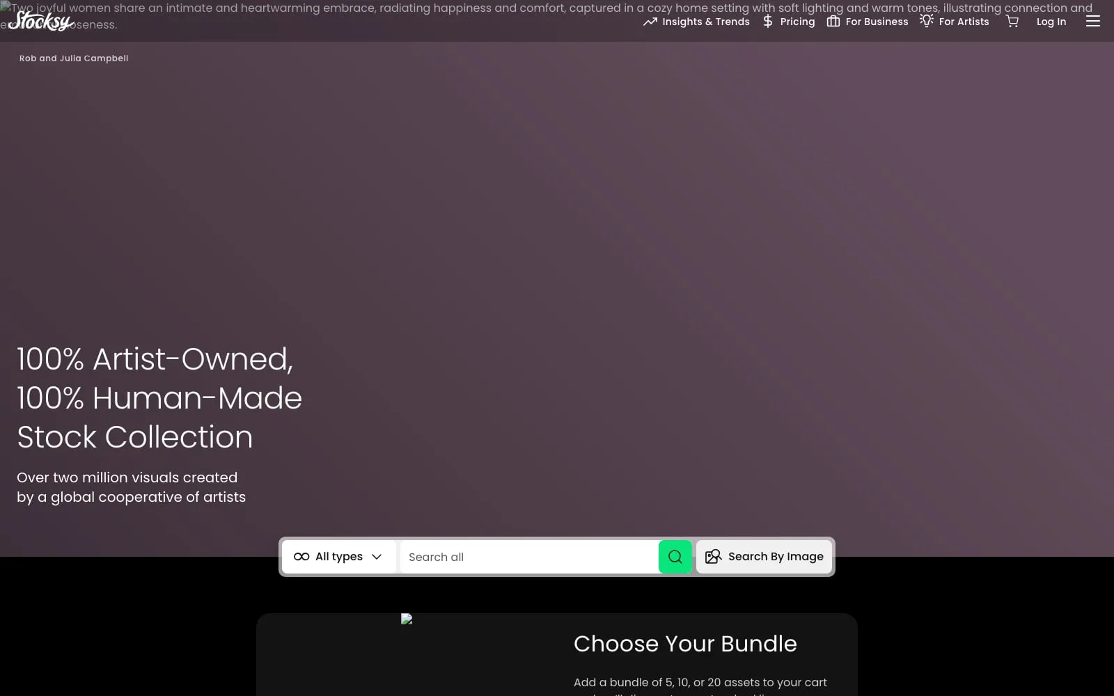Screenshot of Stocksy