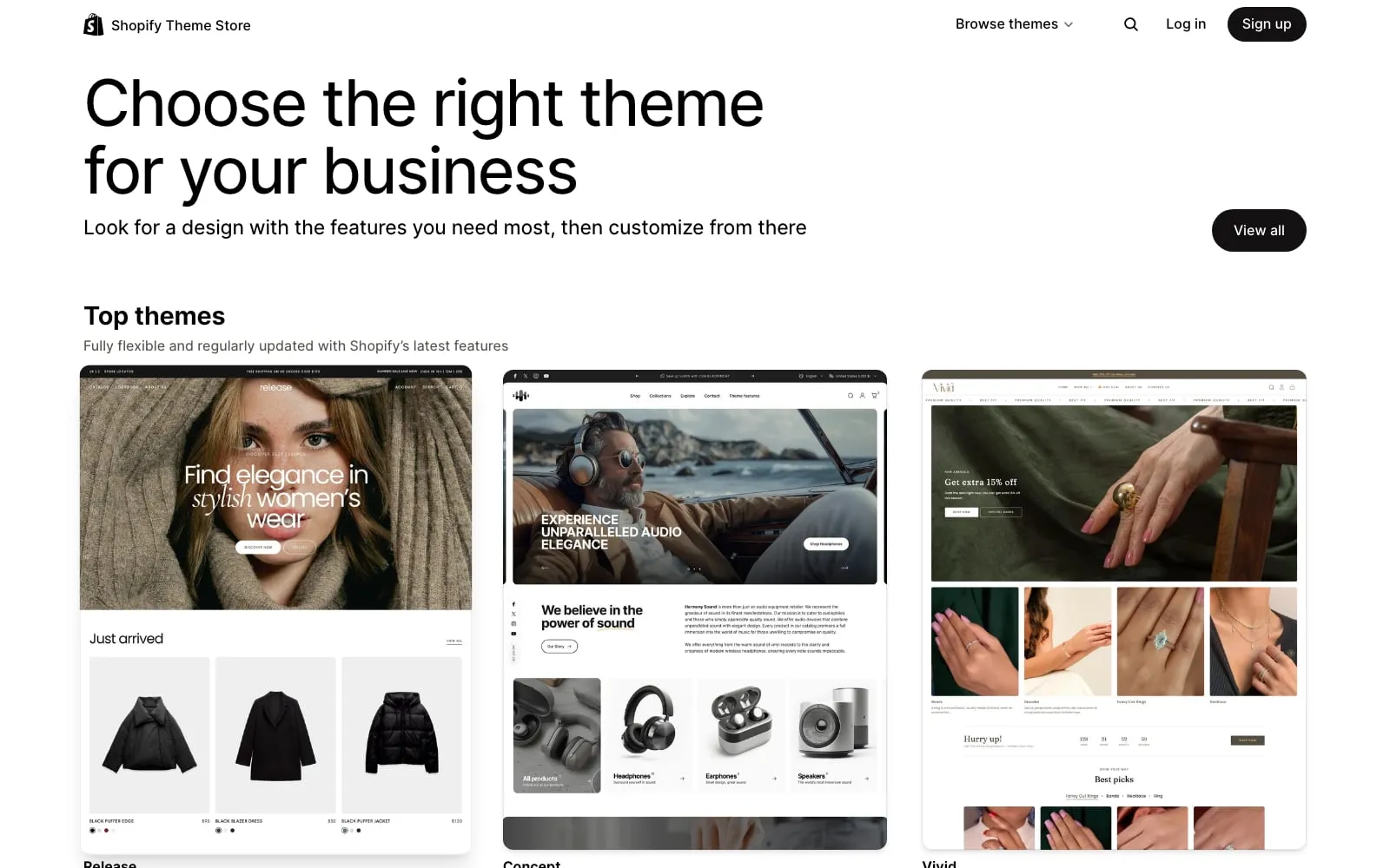 Screenshot of Shopify Theme Store