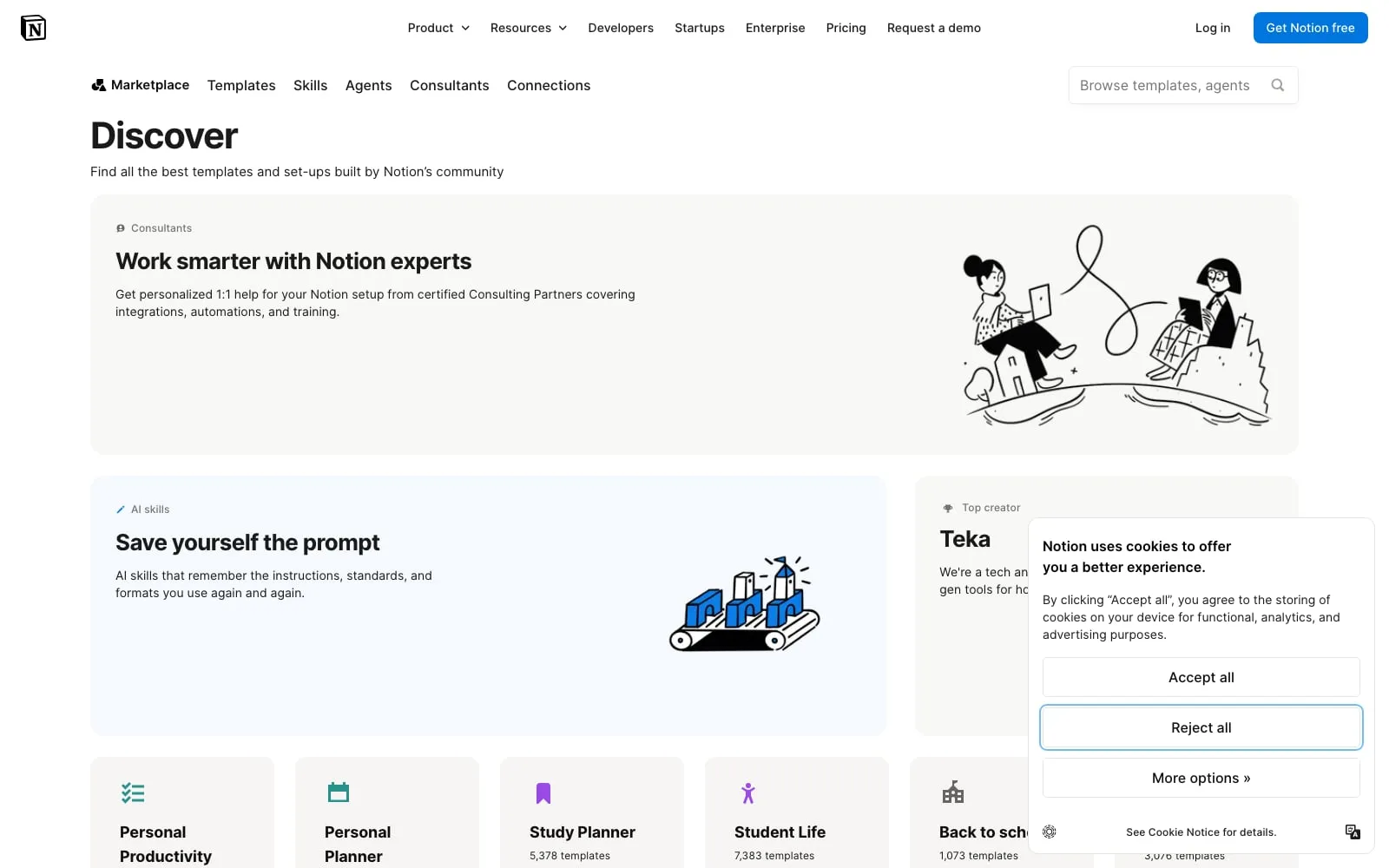 Screenshot of Notion Marketplace