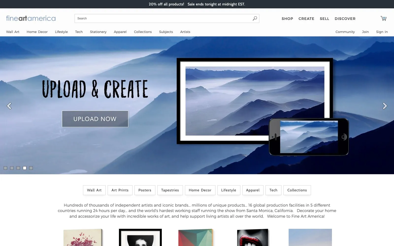 Screenshot of Fine Art America